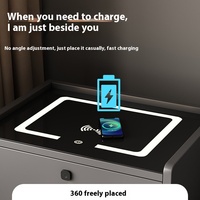 Table de Chevet Intelligente Haut de Gamme Moderne avec Coffre-Fort Intégré, Recharge Sans Fil et Lumière LED pour Chambre à Coucher, Petit Rangement