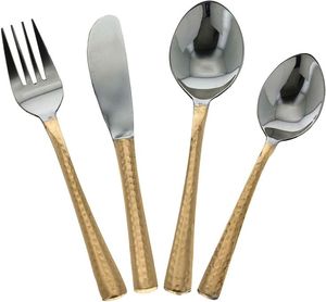 Juego de cubiertos de metal de acero inoxidable con brillo de espejo artístico para mejorar la presentación formal y la cena gourmet con un alto valor visual - Product Image 3