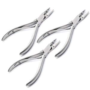 Stainless Steel Hair Extension Pliers 2 Holes for Micro Ring <b>Beads</b> Keratin Loop Silver Hair Extensions Styling Tools - Product Image 4