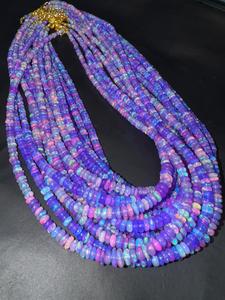 Colliers TASBIYA en opale bleue éthiopienne naturelle, perles rondes lisses, fabriqués à la main, avec évaluation tierce partie, prêts à être expédiés - Product Image 2