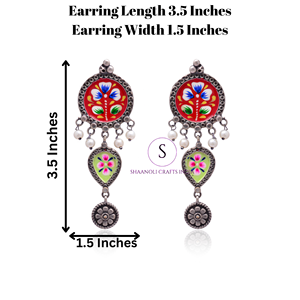 Boucles d'oreilles peintes à la main en émail artisanal traditionnel indien pour femmes bijoux en laiton de mariage pour femmes et filles Jhumkaas - Product Image 3