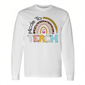 Maglietta a maniche lunghe Made To Teach, regalo di apprezzamento per gli insegnanti, per il ritorno a scuola - Product Image 2