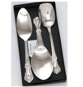 Juego de Cubiertos de Lujo con Relieve, Juego de Cubiertos de Acero Inoxidable Plateado de 3 Piezas con la Más Alta Calidad a Precio Económico al por Mayor - Product Image 1