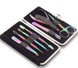 Wholesale High Quality <b>Manicure</b> Pedicure Tools <b>Kit</b> Multi Color Coated <b>Manicure</b> Tools <b>Kit</b> With Leather case - Product Image 1