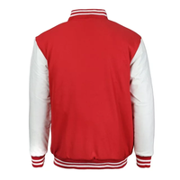 Blouson aviateur universitaire à manches longues avec fermeture éclair et braguette pour hommes, rouge, blanc, couleur unie, pochettes combinées, hiver, produit d'usine au Bangladesh