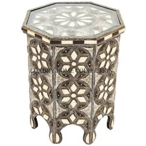 โต๊ะข้างสไตล์โมร็อกโกวัสดุทองเหลืองขนาดใหญ่แฟนซีสินค้าใหม่คุณภาพดีที่สุดทรงกลมทำด้วยมือไม่เหมือนใครทำด้วยมือ - Product Image 4