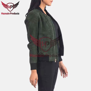 Chaqueta de gamuza de cuero genuino de talla grande de nuevo diseño elegante y elegante con logotipo personalizado-Cuero bombardero de color personalizado para mujer - Product Image 4