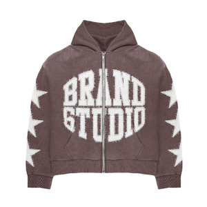 Survêtements Hommes Vintage Lavé Personnalisé Détresse Brodé Lettres Boxy Zip Up Hoodie & Taille Élastique Jambe Droite Pantalon Ensembles - Product Image 4