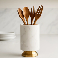 Caddy à couverts en marbre et laiton de créateur de qualité supérieure 5 étoiles Organisation d'ustensiles de cuisine pour hôtels Prix de gros en vrac pour les détaillants de luxe