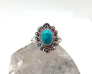 Bijoux pour femmes Bague style bohème argent Bijoux en argent sterling 925 Turquoise Gemstone Tendance Bague faite à la main Cadeau pour l'amour - Product Image 4