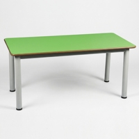 Table d'étude moderne et durable pour enfants, plateau en MDF, structure métallique, table d'activités carrée, utilisation scolaire, cuisine, extérieur, salle de classe, vente en gros