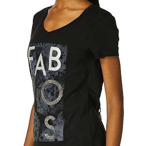 เสื้อยืดแฟชั่นเฮฟวี่เวตสีดำสำหรับผู้หญิงเสื้อยืดประดับพลอยเทียมแขนสั้นออกแบบได้ตามที่ต้องการ - Product Image 6