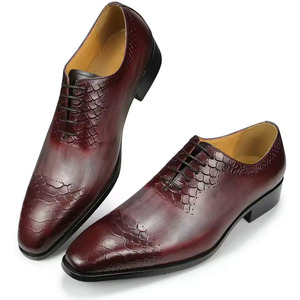 Luxurious designer genuine leather lace-up work <b>shoes</b> for men, brogues, for autumn wedding events. - Product Image 3