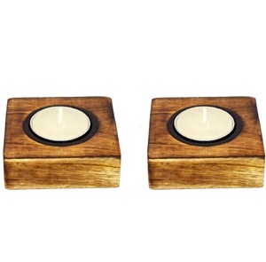 Portavelas de Madera para Velas de Té, Juego de 2 - Product Image 1
