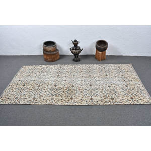 Alfombra Vintage de lana turca de 34x75 pies, clásica, Beige, marrón, diseño de retazos, pasillo Rectangular hecho a mano, modelo de látex para cabecera - Product Image 3