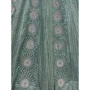 Beautiful Sea <b>Green</b> Sequins Net Reception Wear Lehenga Choli for Wedding Apparel - Product Image 4