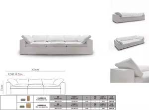 โซฟาผ้าสีขาวทันสมัยแบบแยกส่วนพร้อมเบาะรองนั่งถอดได้ รูปทรงตัวแอล สำหรับห้องนั่งเล่นในอพาร์ตเมนต์ - Product Image 2