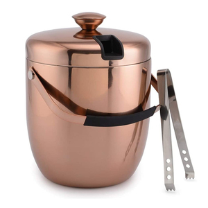 Luxury Stainless Steel Copper Hammer Wine <b>Cooler</b> Beer Bucket With Handles for Home or Bar Party Occasions-Gold <b>Ice</b> Bucket - Product Image 5