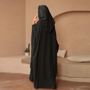 Thobe / Thawb 2024 personnalisé en gros robe musulmane robe de mariée musulmane robes longues femmes musulman brodé couleur noire - Product Image 2