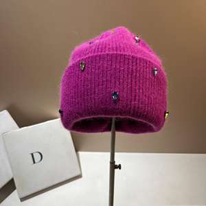 Luxury Winter <b>Faux</b> Rabbit <b>Fur</b> Knitted Beanie Warm Soft Wool Rhinestone Fashion Stylish Youth Beanie <b>Hat</b> Wholesale - Product Image 3