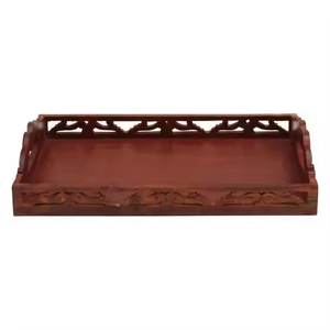 Bandeja para servir el desayuno para el hogar Bandeja de madera real de Calidad exclusiva con asas de metal 100% Natural por decor IMPEX - Product Image 4