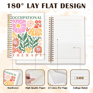 Carnet à spirales à thème floral, notes d'ergothérapie, santé mentale, écriture, carnet d'ergothérapeute, carnets à spirales - Product Image 3