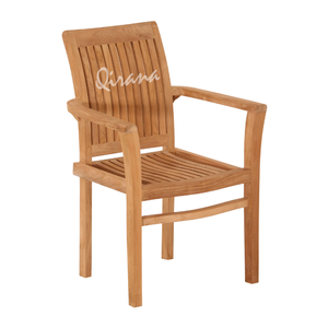 Silla de comedor de madera de teca para uso en exteriores e interiores con acabado Natural Jepara Silla de brazo apilable para sentarse muebles para el hogar - Product Image 5