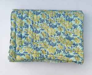 Block Print Indian Cotton Razai Quilt Reversible Boho Hippie Floral <b>Blanket</b> Dohar - Product Image 1