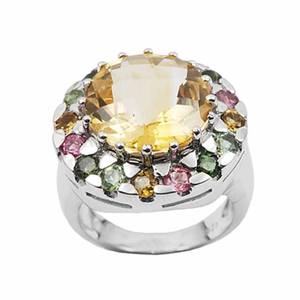 Conception de luxe exquise bagues en pierres précieuses multicolores en argent sterling 925 pour femmes - Product Image 2