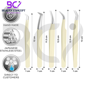 Color vainilla Color clásico Producto más nuevo Pinzas injertadas de pestañas Extensión de pestañas de acero inoxidable Maquillaje Herramientas de cuidado de belleza - Product Image 2