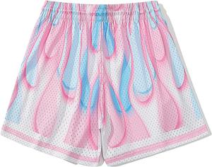 กางเกงขาสั้นสำหรับผู้ชายกางเกงขาสั้นผ้าแห้งเร็วพิมพ์ลายตาข่ายสไตล์สตรีท - Product Image 4