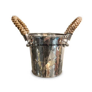 Hammered Texture Silver Plated Flower Shape Design Handle Aluminum Metal Barware Accessories <b>Champagne</b> Ice <b>Bucket</b> - Product Image 4