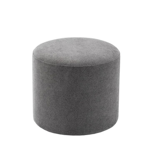 Petit pouf rond en velours gris fait à la main pour le salon, poufs ronds en corde pour la décoration intérieure - Product Image 1