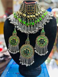 Conjuntos de joyería Tribal Kuchi Vintage personalizado de latón ligero a la moda, collar, pendientes, fiesta de mujer, regalos de aniversario de boda - Product Image 2