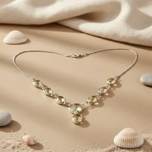 Collier en argent 925 avec citrine pour femmes, bijoux élégants en cristal de pierres précieuses - Product Image 3