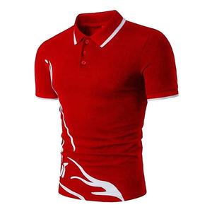 T-shirt polo pour homme avec logo personnalisé motif uni 100% coton peigné manches courtes avec revers chemise à base unie - Product Image 4