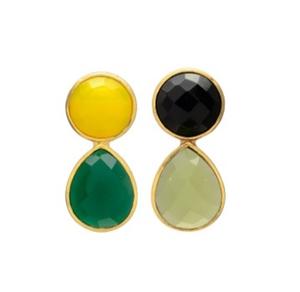 Nueva llegada 14K Multistone Pendientes de latón chapados en oro amarillo Diseño único con Multistone - Product Image 1