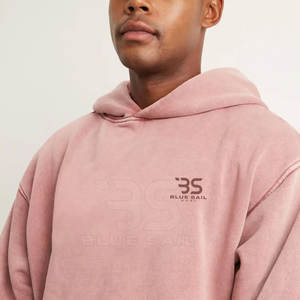 Sweat à capuche Streetwear délavé à l'acide pour hommes avec coutures propres et coupe décontractée Sweat à capuche fonctionnel en coton mélangé délavé à l'acide - Product Image 5