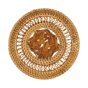 Posavasos de ratán hecho a mano de estilo Vintage ecológico de diseño especial para taza de té, tamaño personalizado, decoración del hogar con bonito acabado tejido - Product Image 1