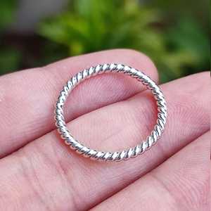 925 Sterling Silver Twisted Wire <b>Ring</b> Handmade Elegant Promise <b>Ring</b> with Claw Inlay Dainty Minimalist Stackable Gift - Product Image 3