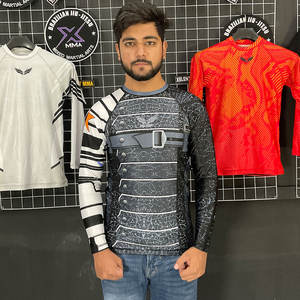 Couleur personnalisée Jiu Jitsu manches longues Rash Guard 100% coton Durable respirant séchage rapide Protection UV hommes surf - Product Image 2