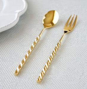Style traditionnel en acier métal couverts ensembles Table à manger cuillère à café fourchette ustensiles de cuisine poignée Unique - Product Image 6