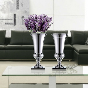 Jarrón de trompeta de Metal plateado personalizado, soporte de flores para decoración del hogar, soporte de flores, centros de mesa de boda, soporte de jarrón - Product Image 1