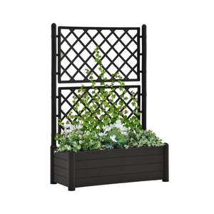 Fioriera rettangolare in plastica resistente antracite con traliccio 100x43x142 cm per piante rampicanti Made in Italy - Product Image 1