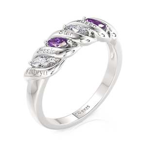 Bague Jeulia en platine avec pierres de naissance en grappe taille marquise pour femme, idéale pour un anniversaire - Product Image 2