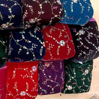 Tissu jacquard brodé de sequins, maille chaîne, poids moyen, respirant, motif floral, broderie complexe pour garçons et filles, idéal pour les mariages