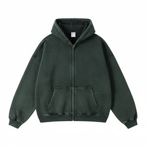 Custom Winter Oversized Acid Wash Zip up Hoodie 100% Cotton Heavyweight 450gsm Fleece Vintage <b>Y2K</b> <b>Streetwear</b> Unisex - Product Image 6