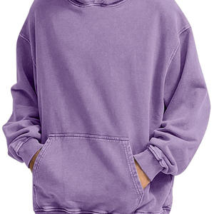 Venta al por mayor de ácido lavado pulóver con capucha de los hombres personalizados en blanco Vintage de gran tamaño pesado ácido lavado sudaderas con capucha para los hombres de algodón mezclado - Product Image 4