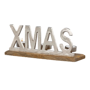 Material de aluminio, nuevo diseño, palabras de Navidad, mesa moderna decorativa con Base de madera y plata antigua para la decoración de la sala de estar del hogar - Product Image 1