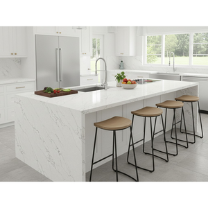 Custom 2025 Calacatta blanco gris vena piedra artificial losas mármol cuarzo encimeras para cocina isla baño encimera - Product Image 2